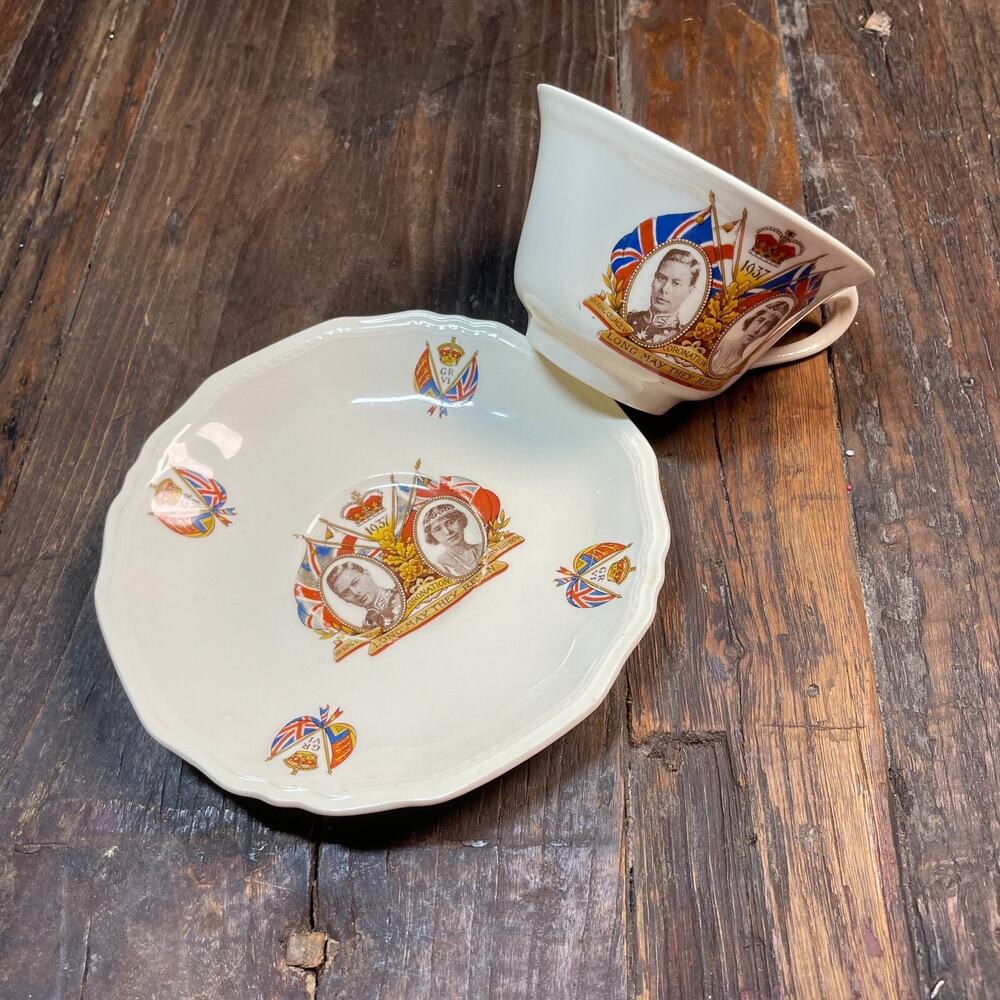 Alfred Meakin King George VI & Queen Elizabeth 1937 Coronation Saucer And Cup